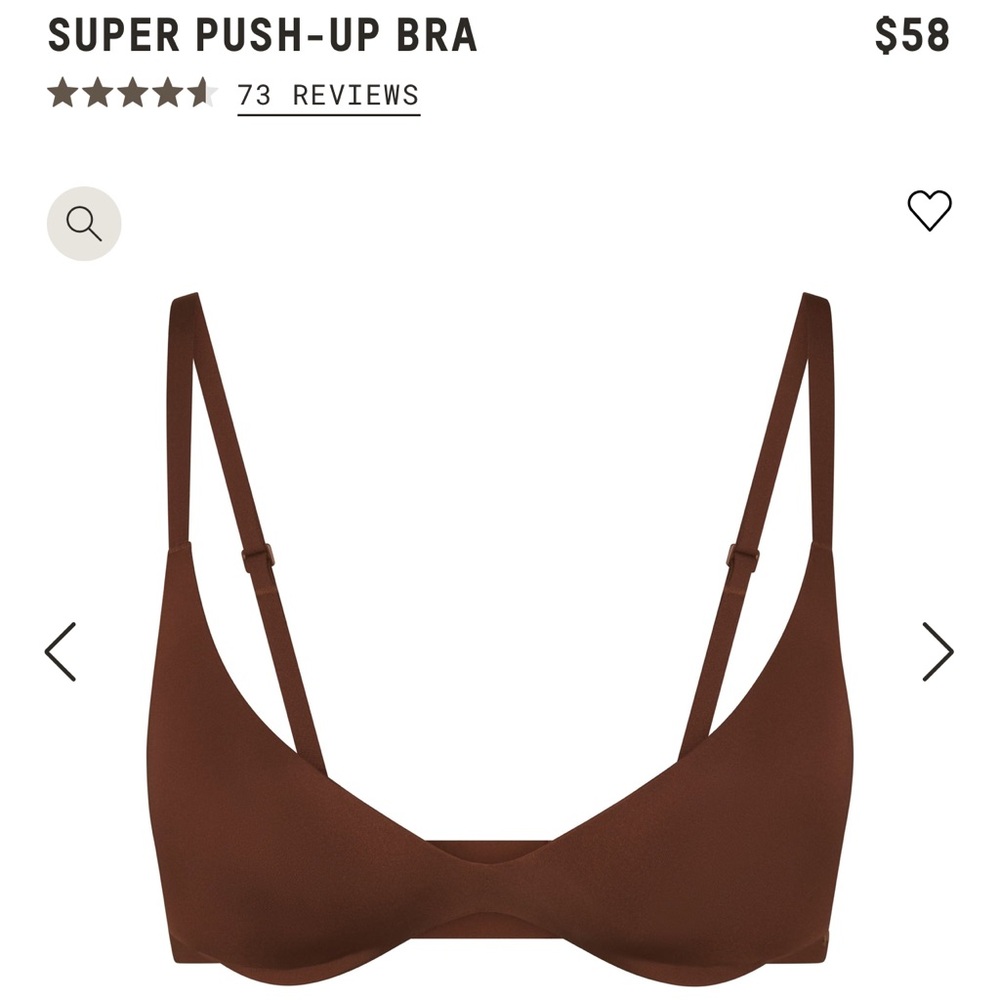 Skims Wireless Super Push-Up Bra in Espresso 34D NWT